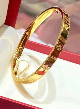 金店同款金色沙金仿真幸运四叶草手镯实心万花筒时尚手环假三金女