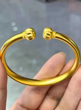 金店同款越南沙金古法传承南瓜开口手镯南瓜灯笼手环结婚假三金