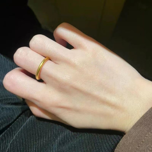 古法素圈戒指女金色戒指沙金戒子仿真光面素戒指首饰饰品指环