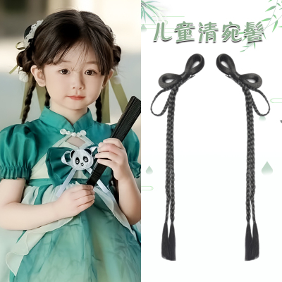 儿童汉服假发一体式全套头饰古风盘发发髻表演造型古装假发包垫发
