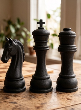 复古黑树脂国际象棋棋子摆件