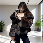 翻领菱格短款 2026星烁绒黑金大衣女 俄式 外套空气棉轻奢小个子