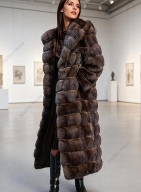2026长款水貂毛皮草外套女新款加厚保暖连帽大衣跨境环保显白贵气