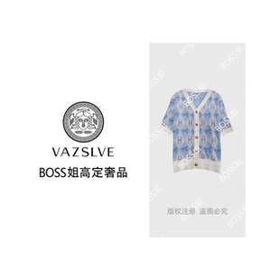 VAZSLVE 针织衫 全新奢品 菱格字母骏马提花V领短袖 msl344 捡漏