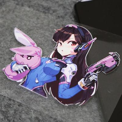 新品kook守望先锋游戏车贴 暴雪DVA卡通动漫划痕遮挡装饰汽车贴纸