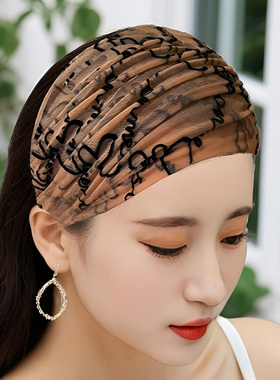 春夏薄款遮白发碎发头巾女蕾丝头顶宽边发带遮盖头饰头套洗脸发箍