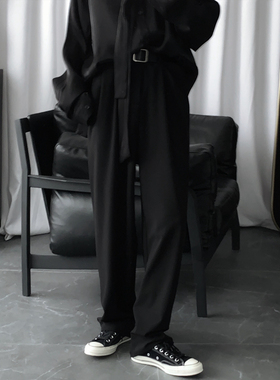 短句先生气质慵懒风垂感裤子男春秋季韩版休闲西装裤直筒拖地裤