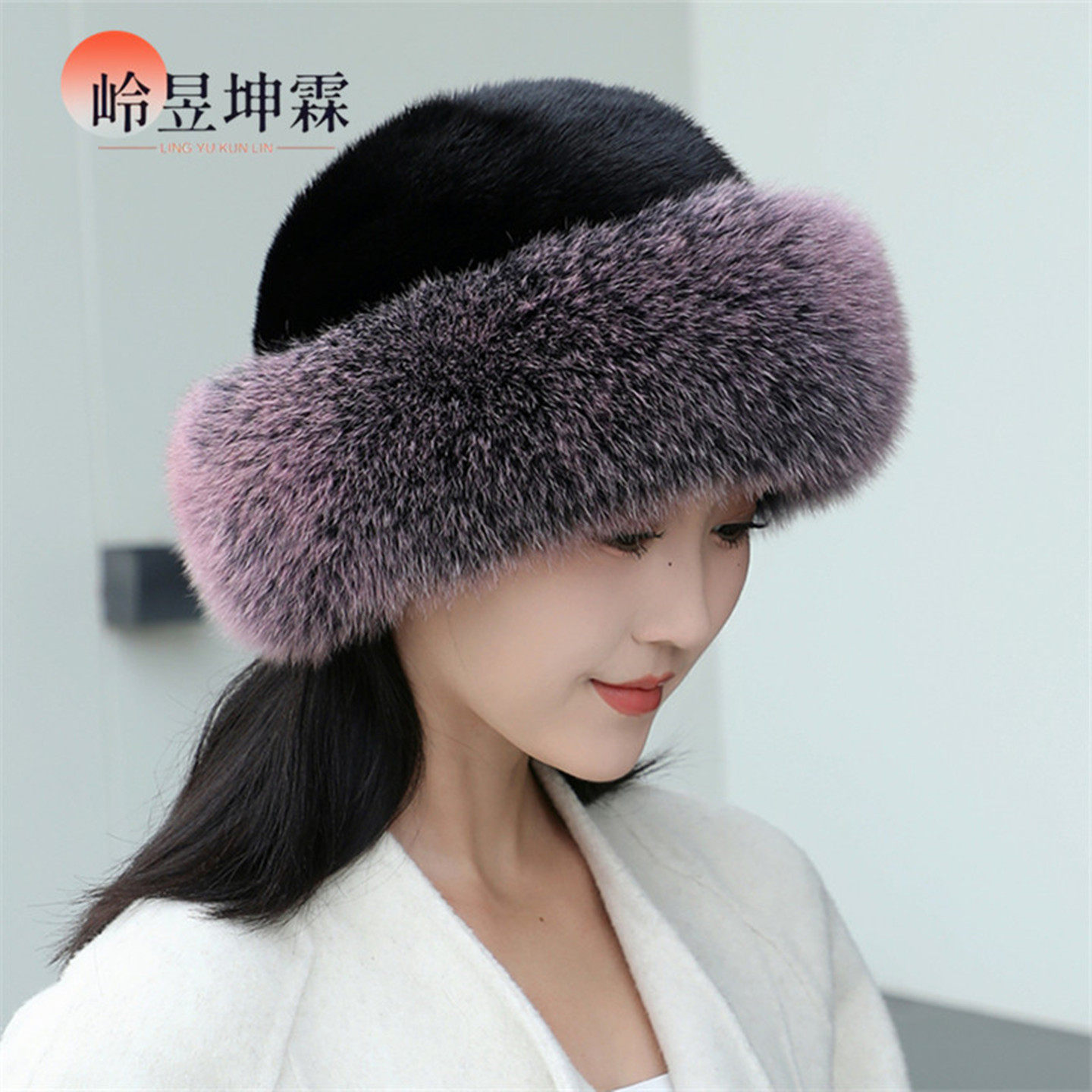 水貂皮草女帽子冬季整貂真皮公主帽狐狸毛帽檐保暖护耳加厚貂皮帽