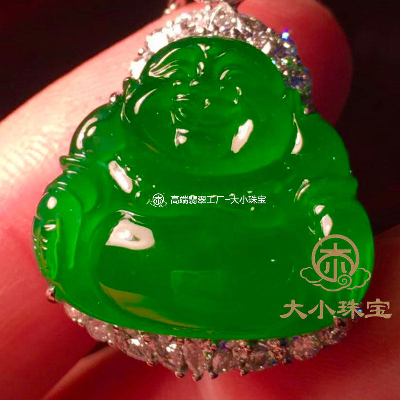 大小珠宝冰种满色帝王绿色天然翡翠佛公吊坠高端收藏缅甸玉佛挂件