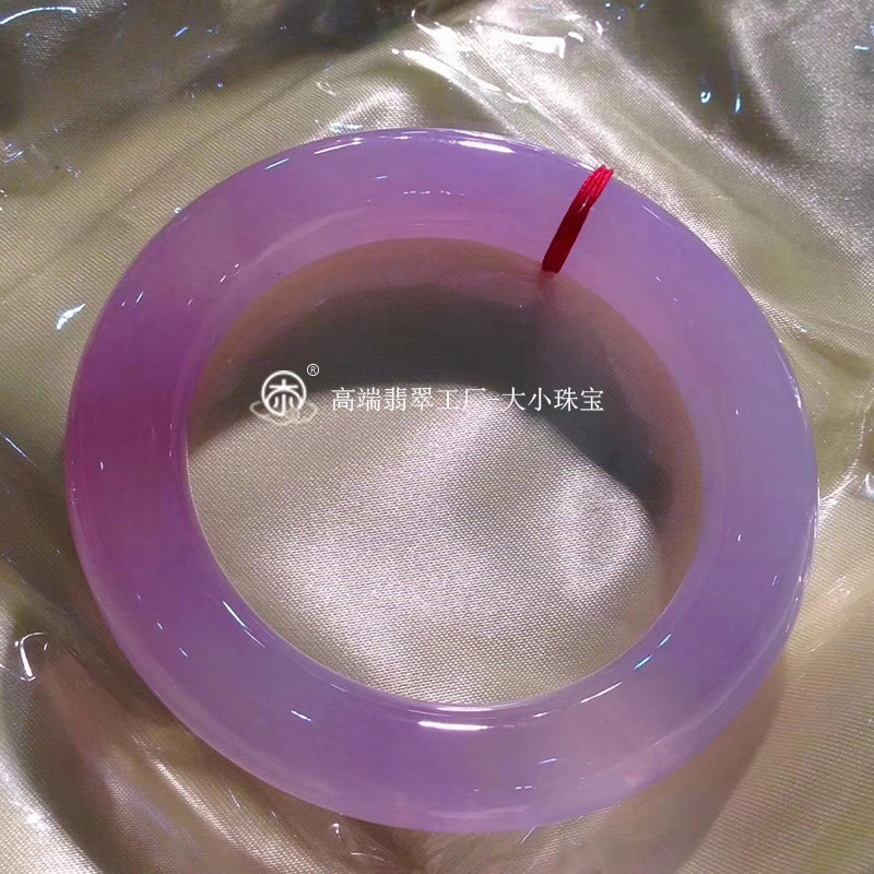 大小珠宝 冰种紫罗兰翡翠手镯玉镯子女款 满紫色翡翠手镯圆条57mm