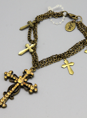 Z复古vintage十字架打标中古手链孤品