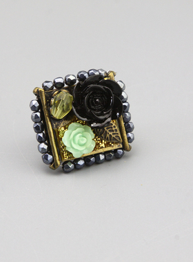 J复古vintage设计师款手工中古放心花朵戒指指环孤品