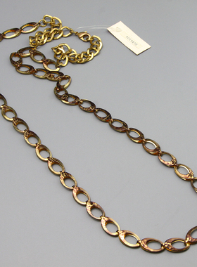 Z复古vintage超长锁链印花时尚个性多层项链毛衣链孤品