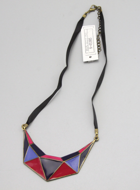 T小合社 复古vintage彩釉波普摩登古董民族锁骨项链毛衣链孤品