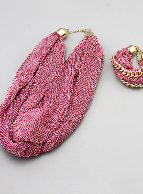 秀场粉色防过敏孤品项链手镯