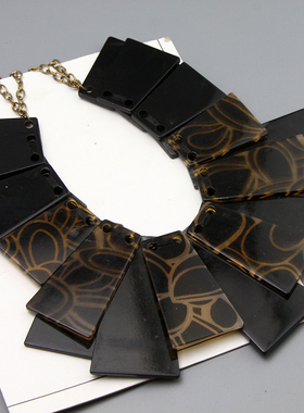 G复古vintage夸张个性设计师款造型树脂项链毛衣链孤品