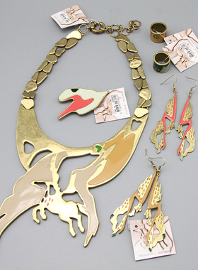 丹麦摩登复古胸针耳环戒指项链