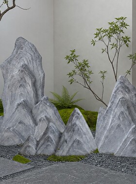 仿真假石头玻璃钢假山造景摆件