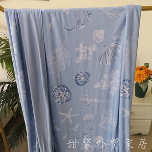 亚马尾单双人大尺寸凉感黑科技印花休闲毯 出口双面冷感毯子夏季