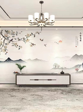 新款中式花鸟电视背景墙壁纸