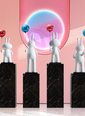 卡通欧式风家居客厅陈设兔子摆件