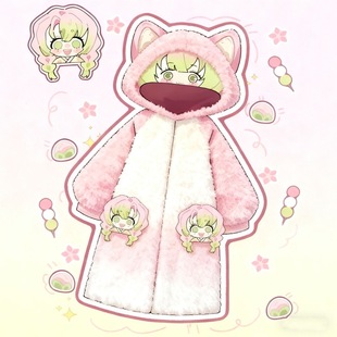 新款鬼灭之刃甘露寺蜜璃冬季珊瑚绒睡袍可爱卡通家居服套装可外穿