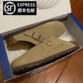 防水全牛皮男女百搭真皮半拖舒适软木勃肯鞋 平底外穿休闲包头拖鞋