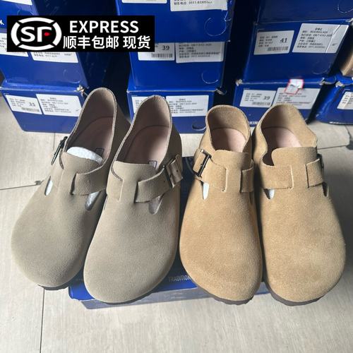 2025春秋舒适百搭牛皮勃肯鞋全包男女同款复古文艺休闲真皮单鞋潮