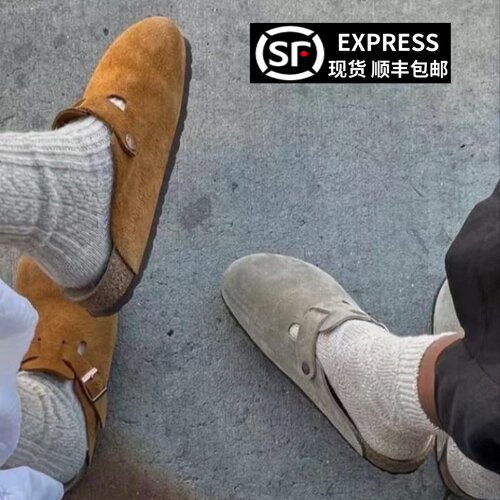 全牛皮勃肯鞋休闲真皮拖鞋