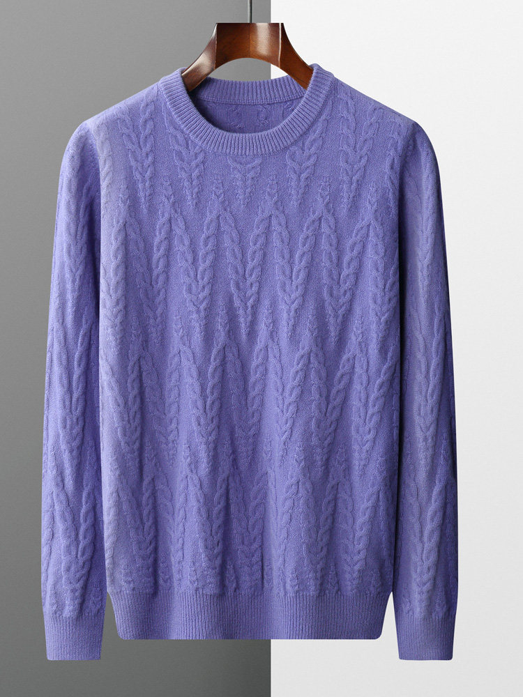캐시미어 스웨터 남성용 라운드 넥 두꺼운 트위스트 니트 울 스웨터 루즈 대형 풀오버 긴 소매 니트 바닥 스웨터