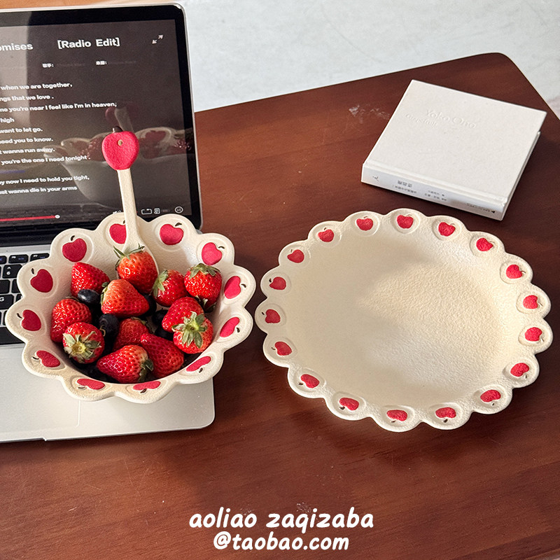 可爱苹果造型陶瓷餐盘意面盘沙拉碗家用盘子高颜值餐具汤碗水果盘,餐饮具,盘,淘宝优惠券,粉丝福利购,淘宝优惠卷