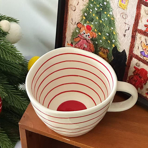 条纹圣诞马克杯咖啡杯生日礼物