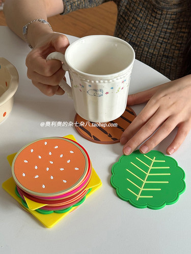 可爱汉堡杯垫耐高温餐垫咖啡杯垫