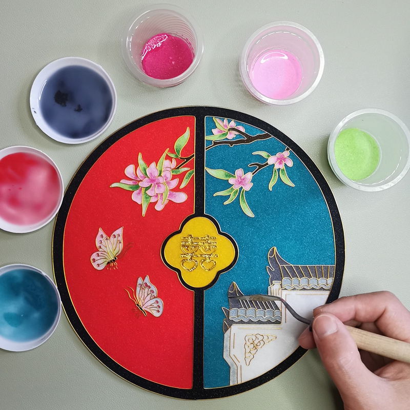 结婚送礼掐丝珐琅画diy手工制作