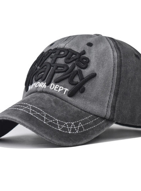 跨境水洗做旧nypd graphy大绣花棒球帽百搭潮男女士四季款鸭舌帽