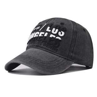 跨境水洗做旧Los Angeles绣花棒球帽男女四季款经典字母鸭舌帽