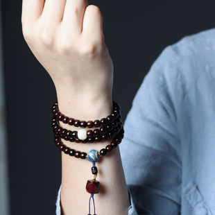 原创印度小叶紫檀手链108颗男女佛珠手串送礼饰品