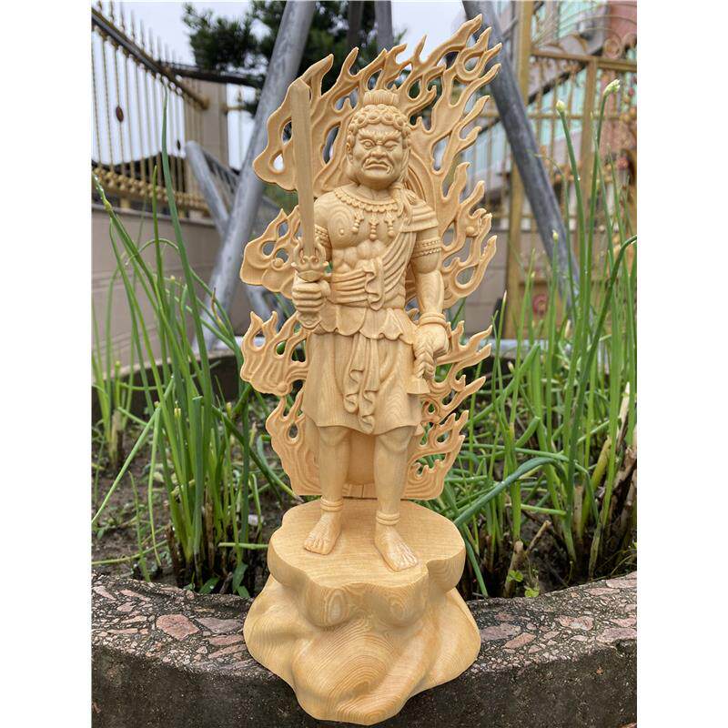 桧木雕刻不动明王摆件实木雕刻八大守护家居客厅装饰古典工艺品