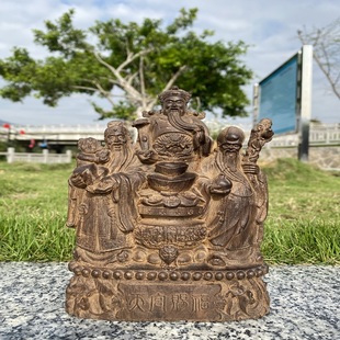 越南沉香木木雕福禄寿摆件木质雕刻实木寿星工艺品家居送礼