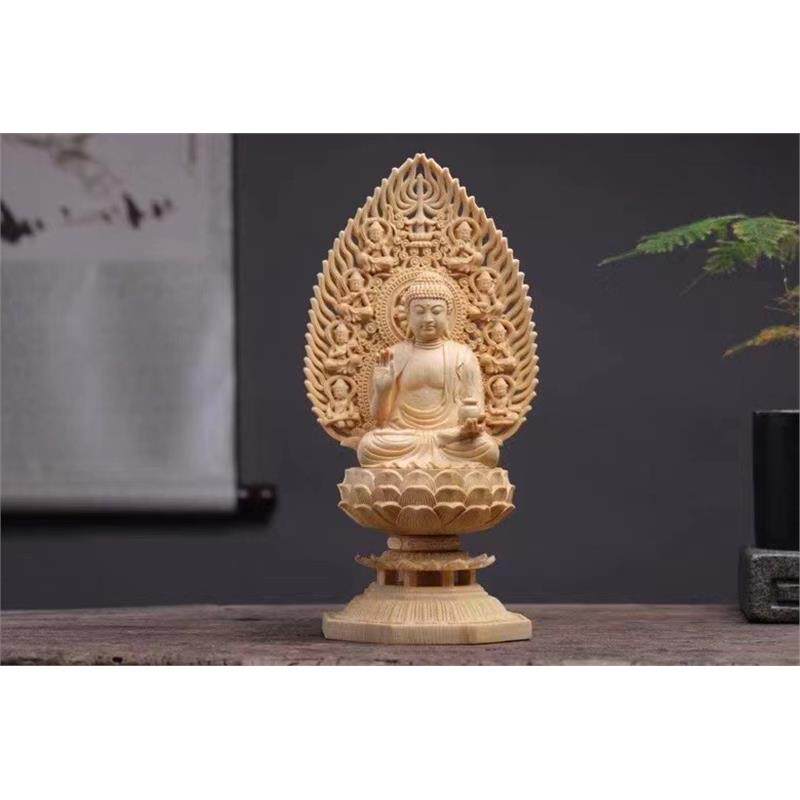 桧木木雕阿弥陀佛药师佛 琉璃光如来佛唐密真言宗如法佛像 摆件