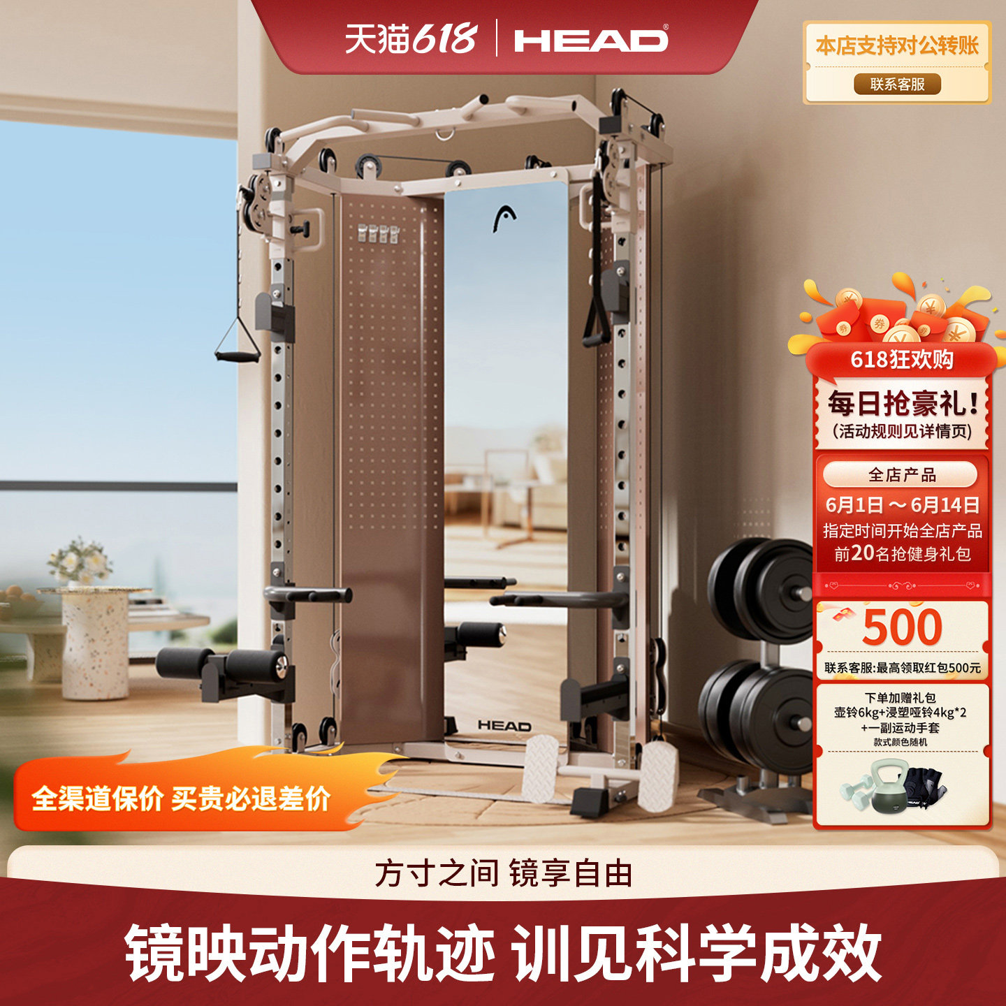 HEAD海德镜练小飞鸟龙门架史密斯深蹲卧推架家用多功能机综合器械