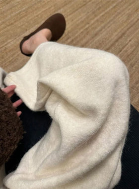 杏色软糯阔腿运动卫裤女慵懒松弛感长裤子春秋韩版宽松垂感休闲裤