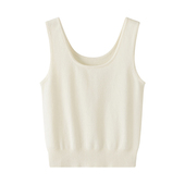100%纯山羊绒女内搭纯色U领针织吊带小背心贴身短款 显瘦打底衫