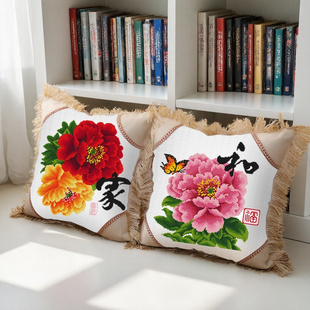 自己绣精准印花十字绣2026大抱枕50厘米花边客厅沙发枕套家和靠垫