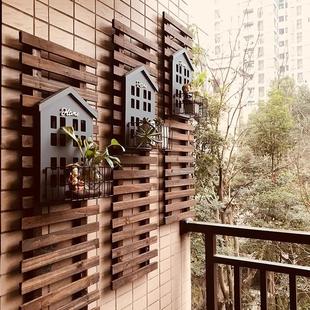 防腐木花架爬藤架阳台客厅壁挂花架墙上攀爬架花盆篱笆庭院装饰