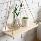 阳台实木花架悬挂式 置物架多肉花盆架植物摆放架壁挂墙上装 饰木板