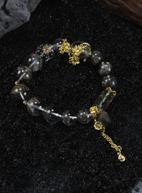 SHURUI 绿幽灵 超七灵闪白水晶天然石手串招财手链温润百搭设计感