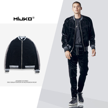 新品 绒面条杠休闲外套男士 夹克夹棉加厚潮牌 MIJKO男装 2019年冬季