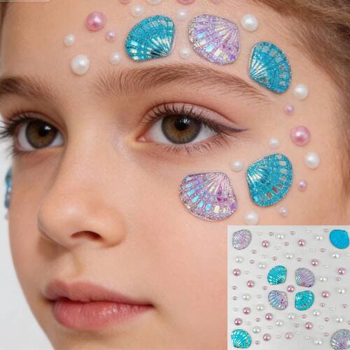 1pc 3D Aurora Seashell Temporary Tattoo Sticker Dreamy Merma