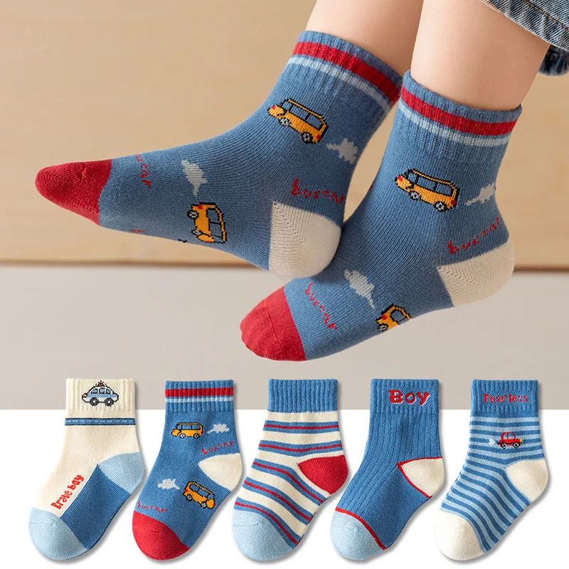5 Pairs Baby Children's Socks Cartoon Spring Autumn Animal K